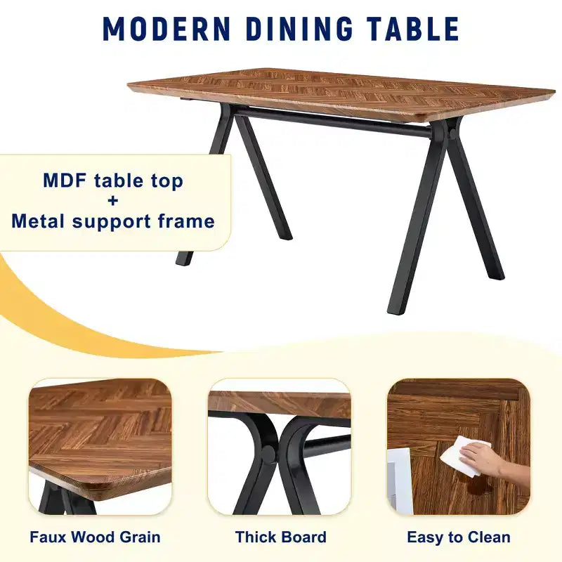 Ensemble de salle à manger GDFStudio Hobson moderne 5 pièces en bois et similicuir rembourré