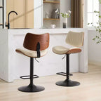 Tabouret de bar pivotant et réglable en hauteur GDFStudio Agnes en similicuir et bois courbé