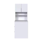 Bureau d'ordinateur Famapy 61,4H blanc avec étagère supérieure, armoire mobile, table d'écriture avec panneau perforé et roulettes verrouillables