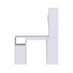 Bureau d'ordinateur Famapy 61,4H blanc avec étagère supérieure, armoire mobile, table d'écriture avec panneau perforé et roulettes verrouillables