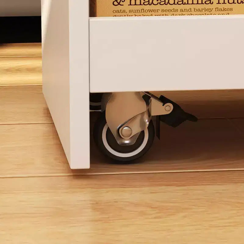 Bureau d'ordinateur Famapy 61,4H blanc avec étagère supérieure, armoire mobile, table d'écriture avec panneau perforé et roulettes verrouillables