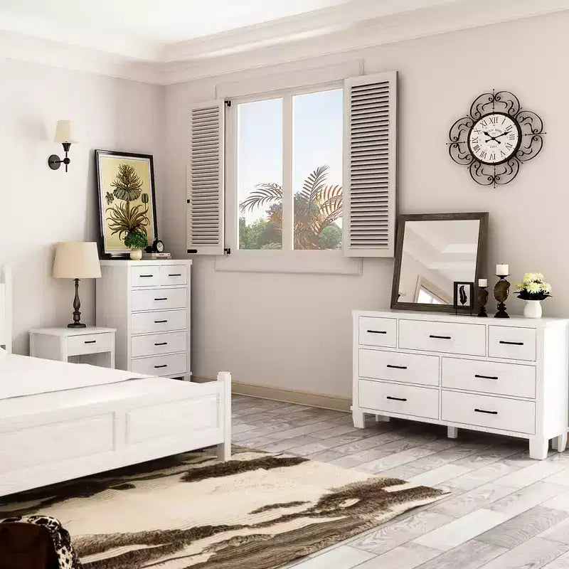 Commode GustoWave à 7 tiroirs, meuble de rangement avec poignées métalliques, organisateur de commode en bois pour chambre à coucher, salon