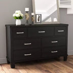 Commode GustoWave à 7 tiroirs, meuble de rangement avec poignées métalliques, organisateur de commode en bois pour chambre à coucher, salon