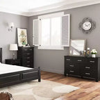 Commode GustoWave à 7 tiroirs, meuble de rangement avec poignées métalliques, organisateur de commode en bois pour chambre à coucher, salon