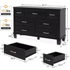 Commode GustoWave à 7 tiroirs, meuble de rangement avec poignées métalliques, organisateur de commode en bois pour chambre à coucher, salon