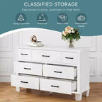 Commode GustoWave à 7 tiroirs, meuble de rangement avec poignées métalliques, organisateur de commode en bois pour chambre à coucher, salon