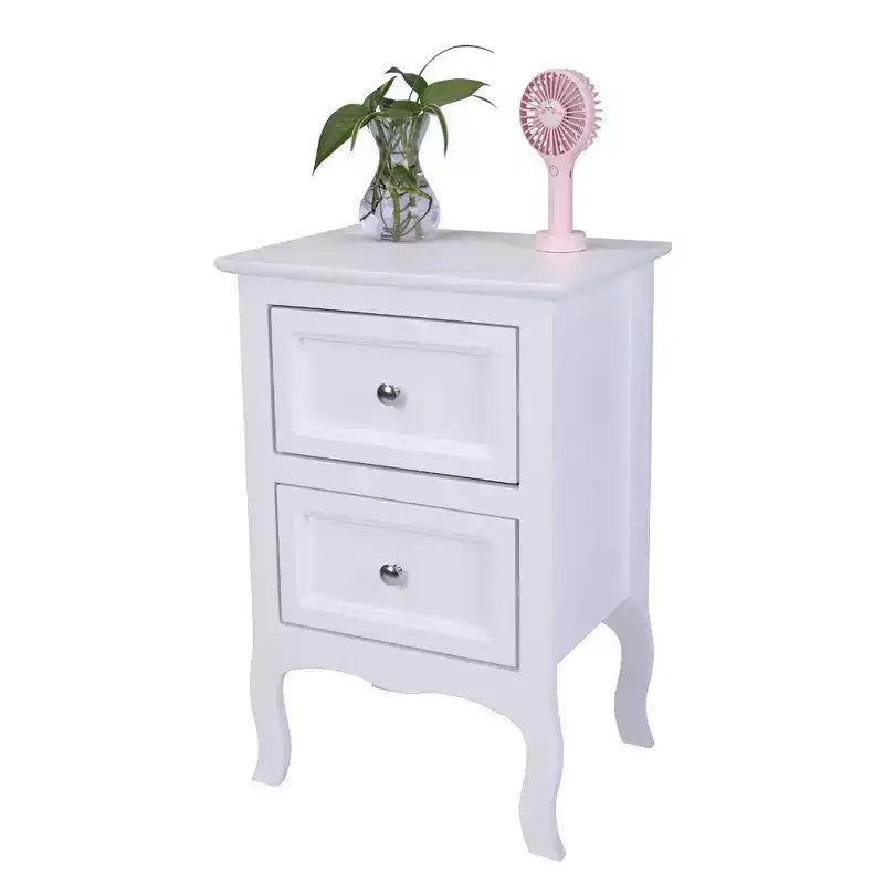 Table de chevet Karl Home 2 tiroirs en MDF blanc 40 cm l.