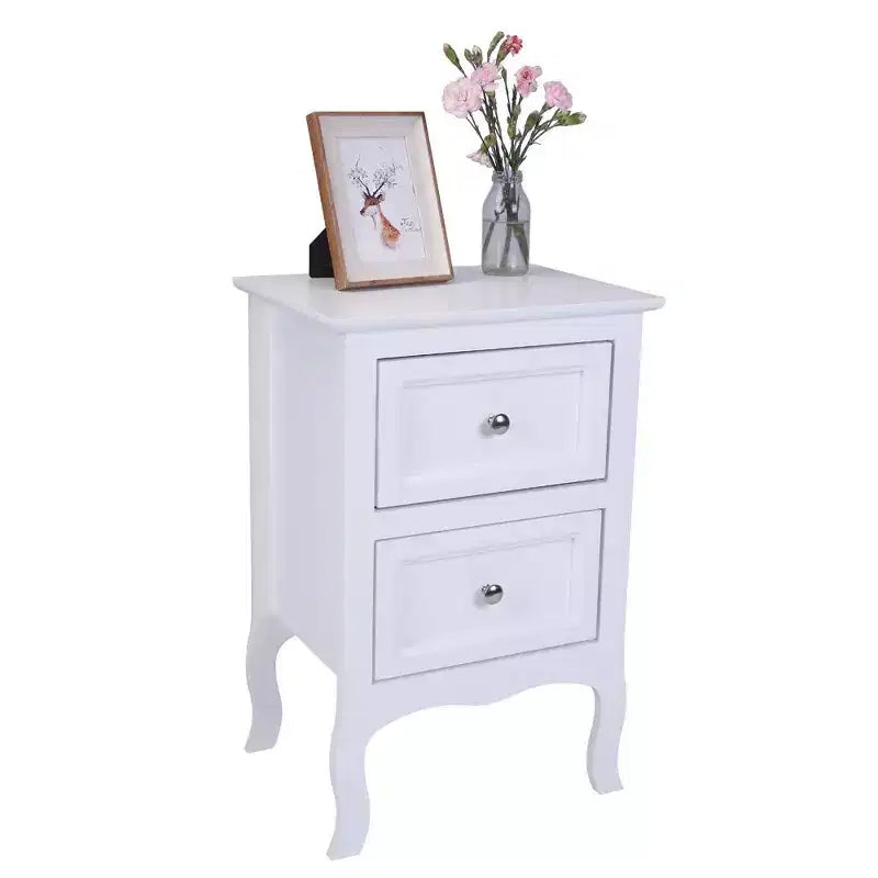 Table de chevet Karl Home 2 tiroirs en MDF blanc 40 cm l.