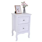 Table de chevet Karl Home 2 tiroirs en MDF blanc 40 cm l.