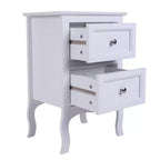 Table de chevet Karl Home 2 tiroirs en MDF blanc 40 cm l.