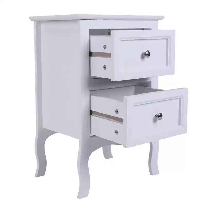 Table de chevet Karl Home 2 tiroirs en MDF blanc 40 cm l.