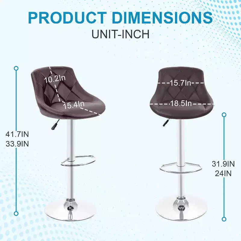 BestMassage Lot de 2 tabourets de bar en cuir PU, chaises de bar réglables en hauteur