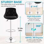 BestMassage Lot de 2 tabourets de bar en cuir PU, chaises de bar réglables en hauteur