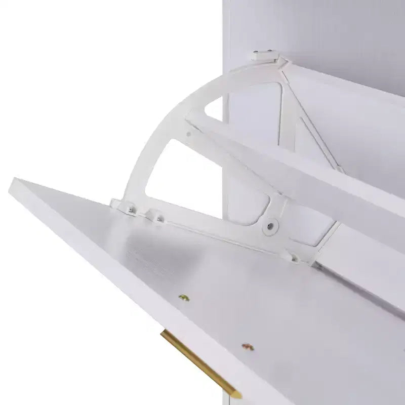 Meuble à chaussures VECELO avec 2 tiroirs basculants, Organisateur de rangement étroit et autonome avec crochets pour entrée ou couloir, Noir/Blanc