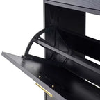 Meuble à chaussures VECELO avec 2 tiroirs basculants, Organisateur de rangement étroit et autonome avec crochets pour entrée ou couloir, Noir/Blanc