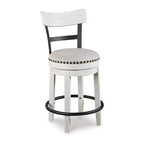 Tabouret de comptoir pivotant Royal Hampton 24,5 po | Clous décoratifs | Dossier incurvé