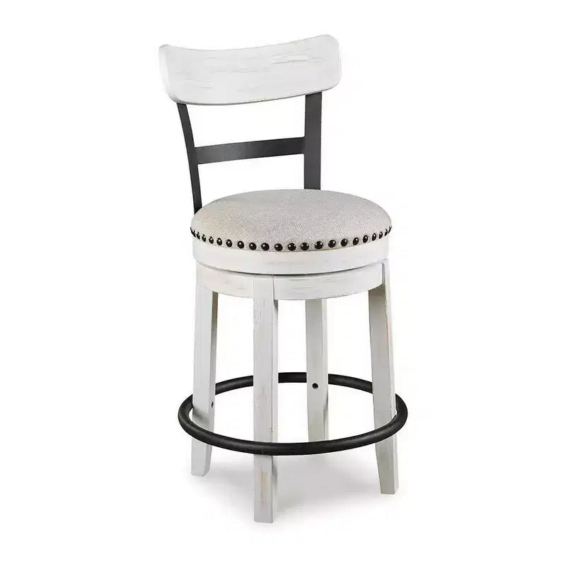 Tabouret de comptoir pivotant Royal Hampton 24,5 po | Clous décoratifs | Dossier incurvé