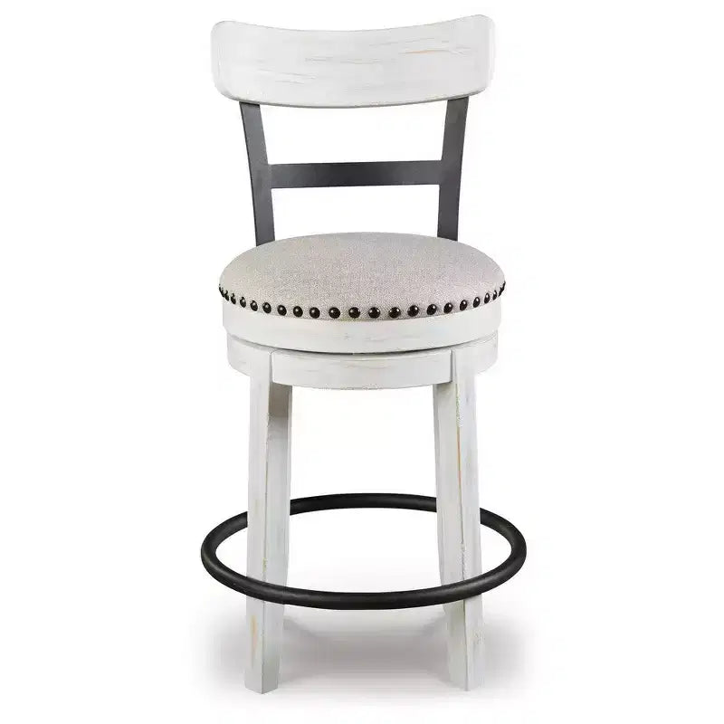 Tabouret de comptoir pivotant Royal Hampton 24,5 po | Clous décoratifs | Dossier incurvé