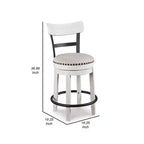 Tabouret de comptoir pivotant Royal Hampton 24,5 po | Clous décoratifs | Dossier incurvé