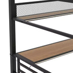 Lit mezzanine pleine grandeur en métal Whisen avec étagère de rangement et éclairage LED - Noir