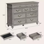 Commode en bois GustoWave, commode à 9 tiroirs avec grande unité de rangement et poignées métalliques vintage pour chambre à coucher, salon, entrée