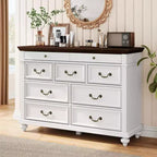 Commode en bois GustoWave, commode à 9 tiroirs avec grande unité de rangement et poignées métalliques vintage pour chambre à coucher, salon, entrée