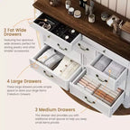 Commode en bois GustoWave, commode à 9 tiroirs avec grande unité de rangement et poignées métalliques vintage pour chambre à coucher, salon, entrée