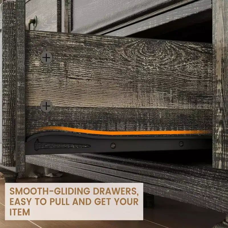 Commode en bois GustoWave, commode à 9 tiroirs avec grande unité de rangement et poignées métalliques vintage pour chambre à coucher, salon, entrée
