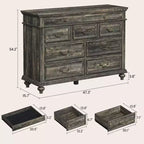 Commode en bois GustoWave, commode à 9 tiroirs avec grande unité de rangement et poignées métalliques vintage pour chambre à coucher, salon, entrée