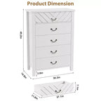 Zstar Commode 5 Tiroirs pour Chambre, Commode Haute 114,8 cm, Meuble de Rangement Vertical Autonome avec Tiroirs, Armoire de Rangement en Bois pour Chambre à Coucher