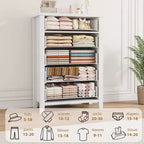 Zstar Commode 5 Tiroirs pour Chambre, Commode Haute 114,8 cm, Meuble de Rangement Vertical Autonome avec Tiroirs, Armoire de Rangement en Bois pour Chambre à Coucher