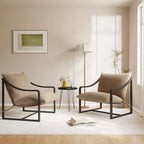 Fauteuil d'appoint Sling, 2 chaises de salon à structure métallique avec coussin amovible, fauteuil d'appoint pour cour, balcon, chambre