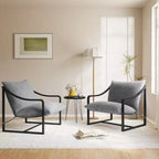Fauteuil d'appoint Sling, 2 chaises de salon à structure métallique avec coussin amovible, fauteuil d'appoint pour cour, balcon, chambre