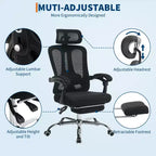 Chaise de bureau ergonomique en maille, chaise de bureau à domicile avec appui-tête et dossier réglables, support lombaire confortable avec roulettes pivotantes à 360°