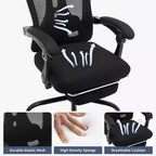 Chaise de bureau ergonomique en maille, chaise de bureau à domicile avec appui-tête et dossier réglables, support lombaire confortable avec roulettes pivotantes à 360°