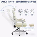 Chaise de bureau ergonomique en maille, chaise de bureau à domicile avec appui-tête et dossier réglables, support lombaire confortable avec roulettes pivotantes à 360°