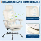 Chaise de bureau ergonomique en maille, chaise de bureau à domicile avec appui-tête et dossier réglables, support lombaire confortable avec roulettes pivotantes à 360°
