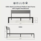 Lit plateforme Mellow KERA en métal et bois avec tête de lit inclinée