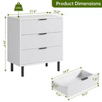 Commode 3 tiroirs GustoWave, commode de 71 cm de large avec dispositif anti-basculement, table de chevet haute en bois avec rangement et pieds en métal