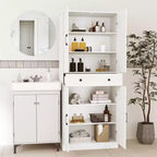 Meuble de rangement de cuisine Costway 72 po, style moderne campagnard, avec 4 portes de grange, brun/blanc/noir