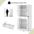 Meuble de rangement de cuisine Costway 72 po, style moderne campagnard, avec 4 portes de grange, brun/blanc/noir