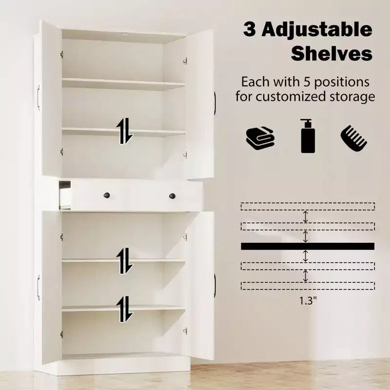 Meuble de rangement de cuisine Costway 72 po, style moderne campagnard, avec 4 portes de grange, brun/blanc/noir