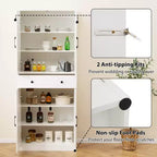 Meuble de rangement de cuisine Costway 72 po, style moderne campagnard, avec 4 portes de grange, brun/blanc/noir