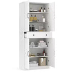 Meuble de rangement de cuisine Costway 72 po, style moderne campagnard, avec 4 portes de grange, brun/blanc/noir