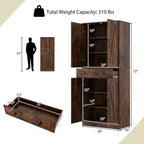 Meuble de rangement de cuisine Costway 72 po, style moderne campagnard, avec 4 portes de grange, brun/blanc/noir