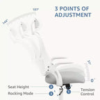 Chaise de bureau ergonomique MAYEERTY - Dossier haut, roulettes, accoudoirs relevables, réglable