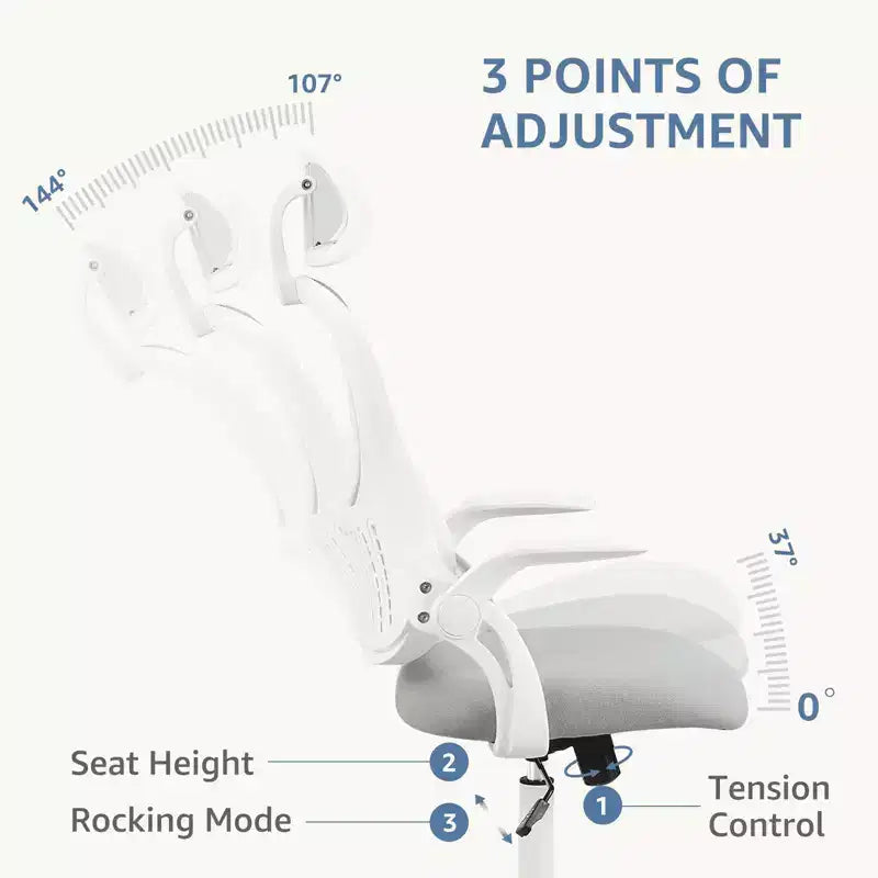 Chaise de bureau ergonomique MAYEERTY - Dossier haut, roulettes, accoudoirs relevables, réglable