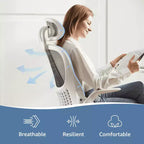 Chaise de bureau ergonomique MAYEERTY - Dossier haut, roulettes, accoudoirs relevables, réglable