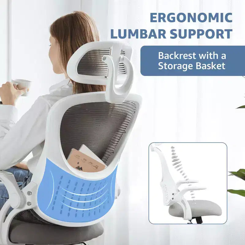 Chaise de bureau ergonomique MAYEERTY - Dossier haut, roulettes, accoudoirs relevables, réglable