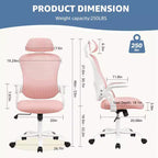 Chaise de bureau ergonomique MAYEERTY - Dossier haut, roulettes, accoudoirs relevables, réglable